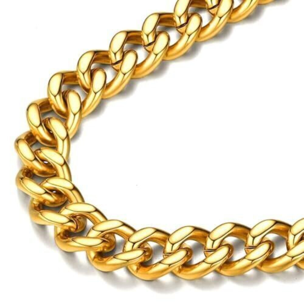 9607 Chunky Curb Chain Necklace 18K Gold Plated Chain Thick Cuban Link s